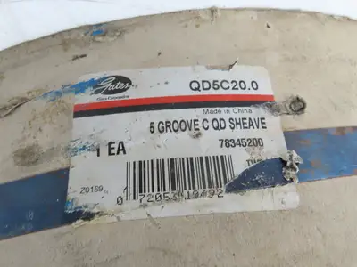 Gates QD5C20.0 5-Groove Pulley Sheave 5C V-Belt QD F Bushed 1230rpm 20.4" OD