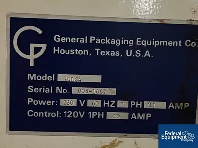 USED General Packaging Equipment General Packaging Vertical Fill Form and Seal Machine
