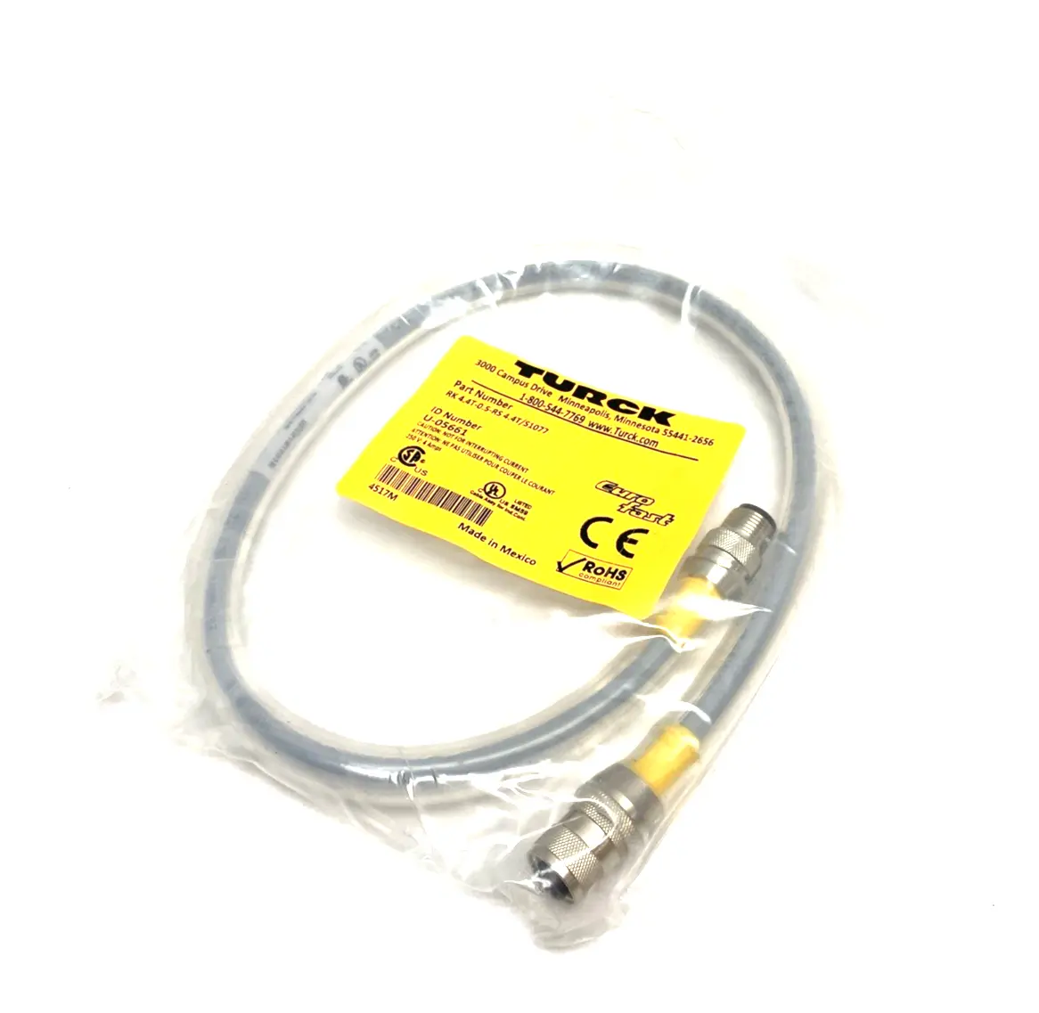 NEW TURCK EUROFAST DOUBLE ENDED CABLE M12 STRAIGHT U-05661
