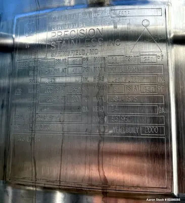 Buy Used Jacketed Tank – Precision Stainless, 103L, Dished Top & Bottom