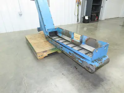 Tsubaki 10"W x 90"L Chip Conveyor 7.5"Belt 45" Infeed 38"H Discharge 220V 3PH