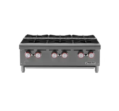 Magic Chef 36 IN NATURAL GAS COMMERCIAL COUNTER HOT PLATE RANGE IN STAINLESS STEEL