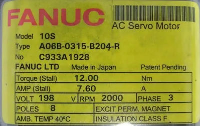 REFURBISHED FANUC A06B-0315-B204-R SERVO MOTOR A06B0315B204R A06B-0315-B204