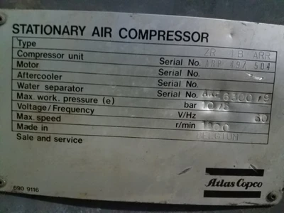 Atlas Copco ZR 4B ARR Compressor For Parts