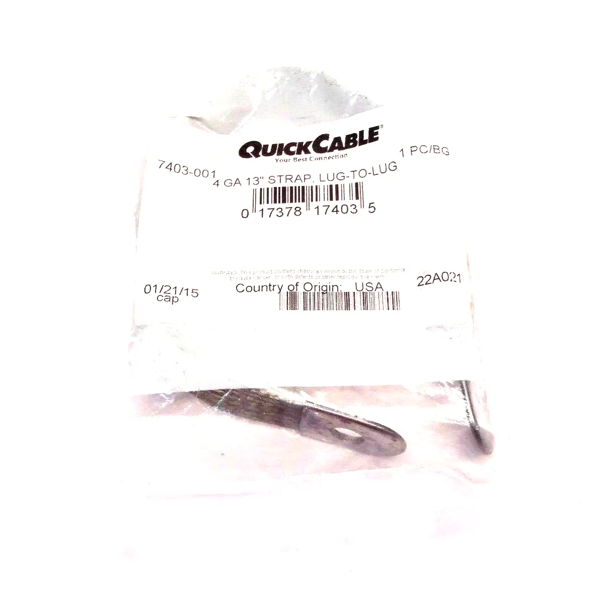 USED QUICK CABLE BRAIDED LUG-TO-LUG GROUND STRAP 4 GAUGE 13"