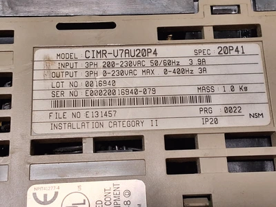 IDM CONTROLS CIMR-V7AU20P4 3 PHASE INVERTER DRIVE