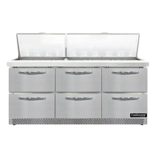 Continental SW72N30M-FB-D 72" Sandwich/salad Prep Table W/ Refrigerated Base, 115v