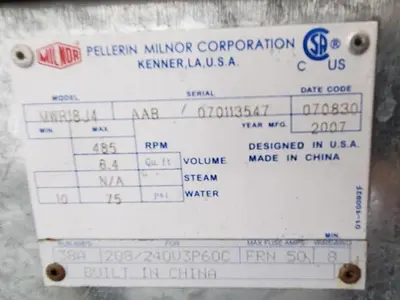 USED 2007 PELLERIN MILNOR CORPORATION MWR18J4