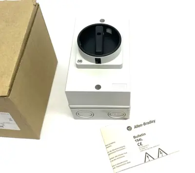 USED ALLEN BRADLEY SER. A ENCLOSED LOAD SWITCH, DOOR COUPLING ROTARY
