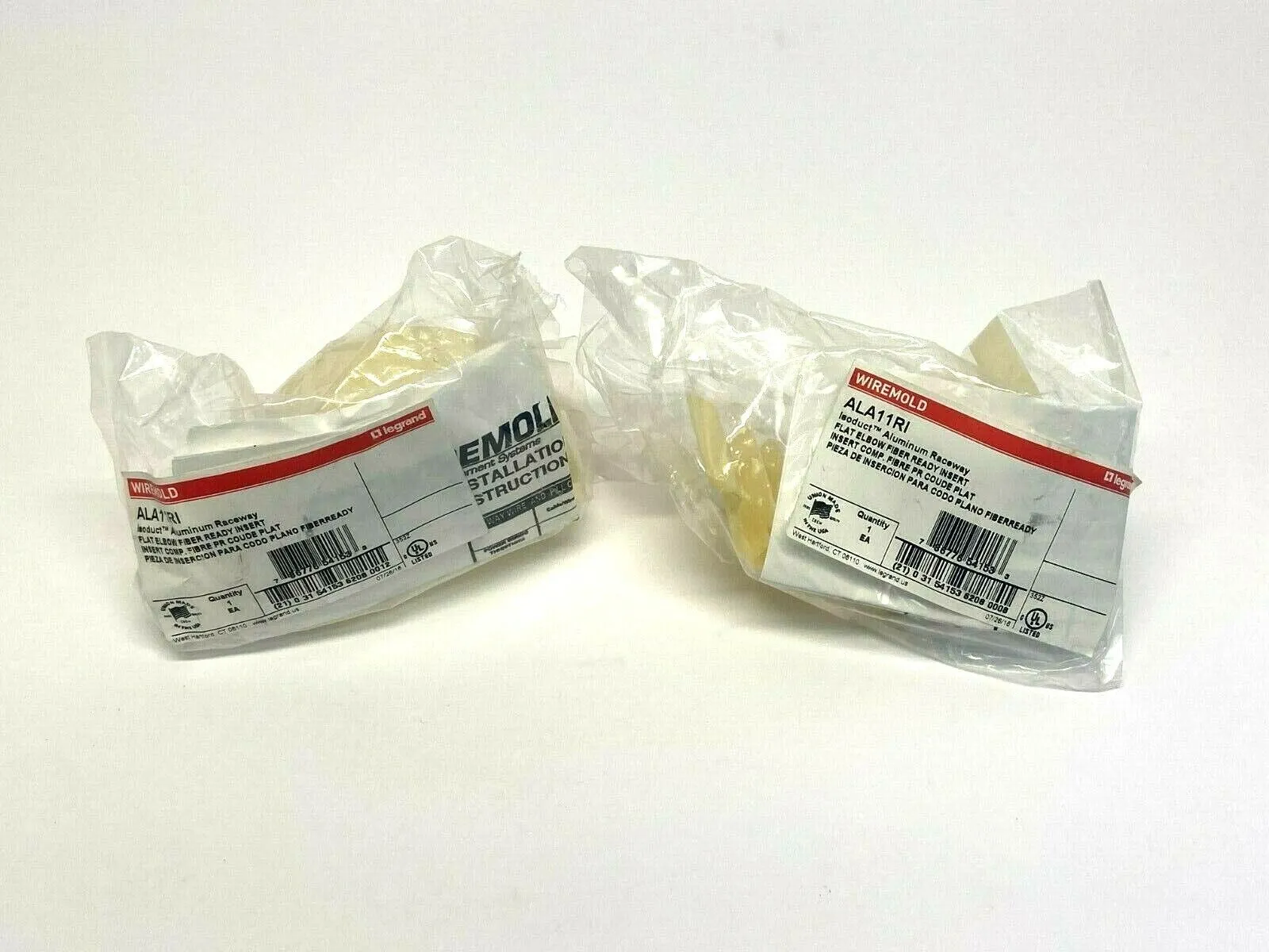 ALA11RI | Wiremold  Isoduct Aluminum Raceway Flat Elbow Fiber Ready Insert LOT OF 2 - New
