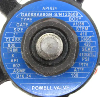 NEW POWELL VALVE GA08SA58GB GATE VALVE 2"-800