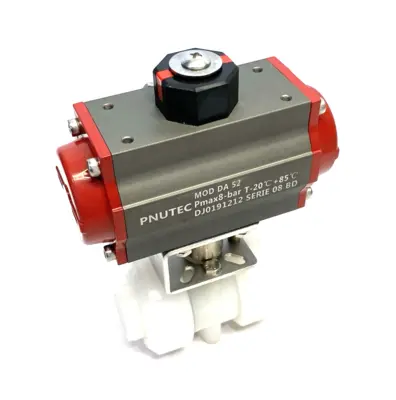 USED PNUTEC PNEUMATIC ACTUATOR W/ 2-WAY PVC TRUE UNION BALL VALVE