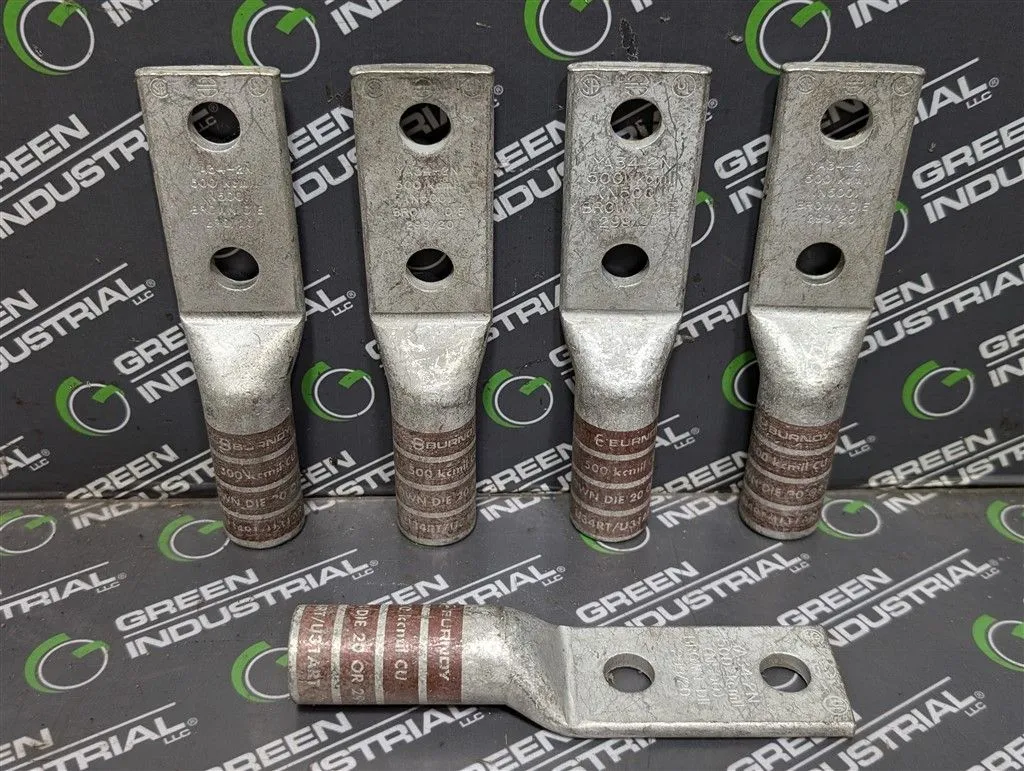 Lot of 5 Burndy YA34-2N 2 Hole Long Barrel Compression Terminals 35kV Max. New