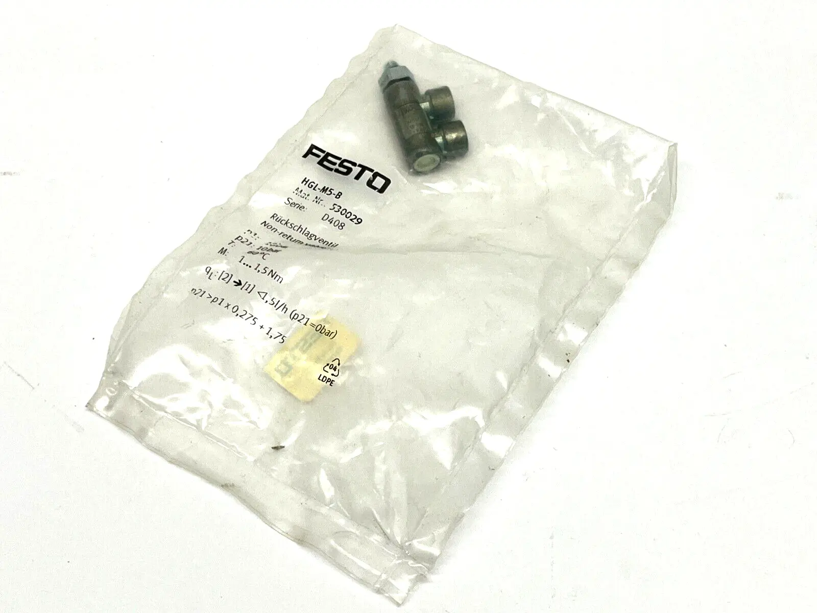 HGL-M5-B | Festo  Non-Return Valve 530029 - New