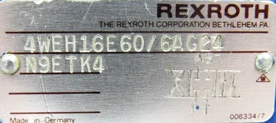 REFURBISHED REXROTH 4WEH16E60/6AG24-N9ETK4 VALVE 4WEH16E606AG24N9ETK4