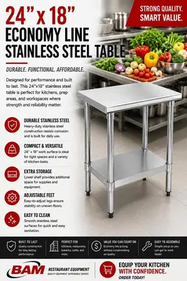 24"x18" Economy Line Stainless Steel Table