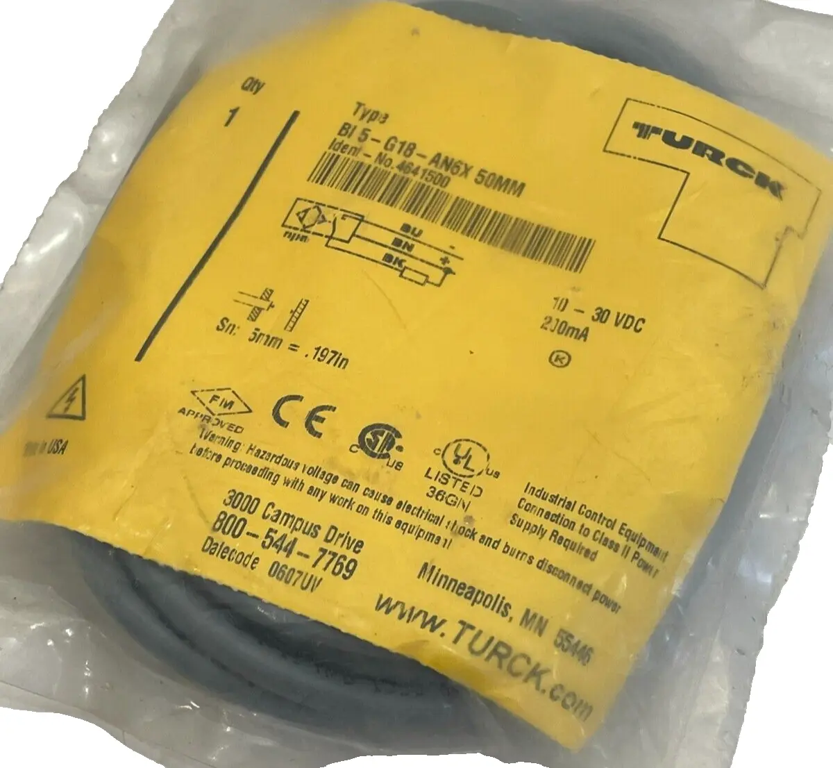 NEW TURCK BI5-G18-AN6X PROXIMITY SENSOR 4641500 BI5G18AN6X