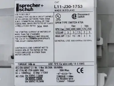 USED SPRECHER + SCHUH L11-J30-1753