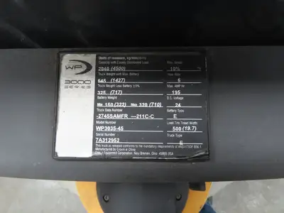 Crown WP3035-45 Electric Walkie Pallet Jack 4500 lb 45" Forks 9" Lift 24V 1765H