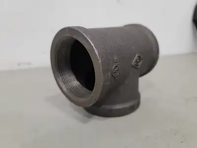 2" Female Threaded Tee, Black Malleable Iron
