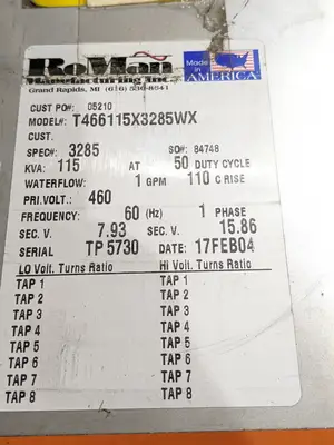 Used Roman T466115X3285WX Welding Transformers Michigan US | Maverick Industrial Sales #1467864