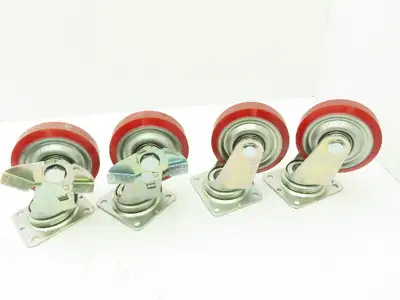 J-130 Caster Wheel 130x36 Polyurethane Locking Swivel Lot of 4