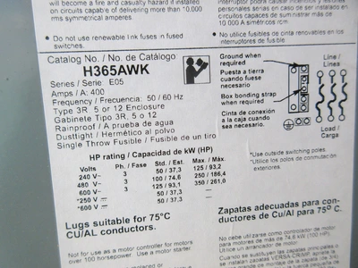USED SQUARE D H365AWK