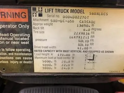 USED 1996 HYSTER S80XLBCS