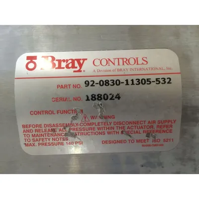 Used 6" Bray Butterfly Valve