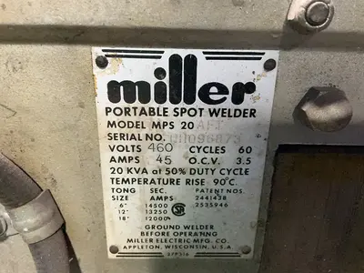 Used MILLER MPS 20 AFT Spot Welders Ohio US | HGR 24 #1506573