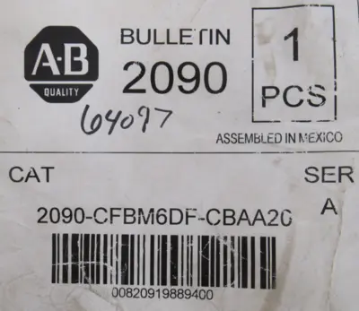 ALLEN BRADLEY 2090-CFBM6DF-CBAA20 POWER AND FEEDBACK CABLE SER.A NEW SURPLUS