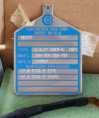 NEW Continental Disc Corporation 249967