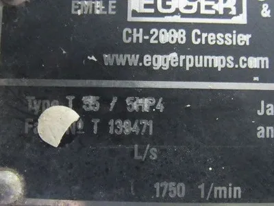 Egger T55 5HP.4 Turo 5Hp 1750RPM 2"x2-1/2"x8" Centrifugal Vertical Pump