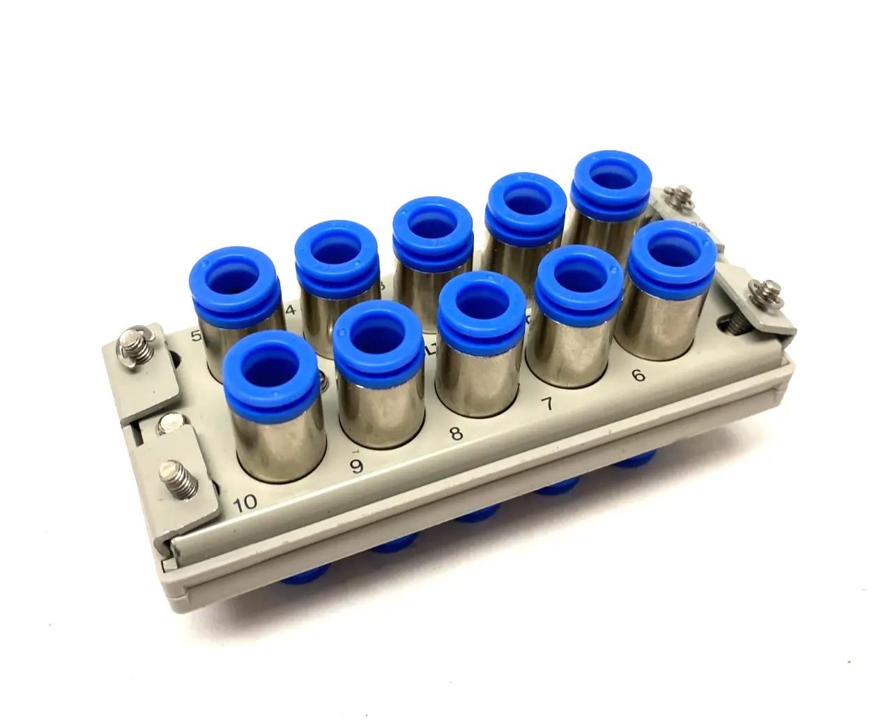 USED SMC MULTICONNECTOR PNEUMATIC MANIFOLD 10-PORT 8MM