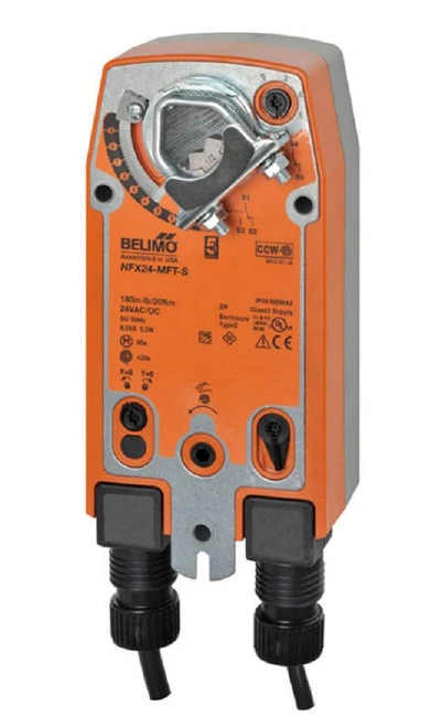 Belimo NFX24-MFT-S Damper Actuator, 90 in-lb 10 Nm, Spring Return, 2...10 V [New]