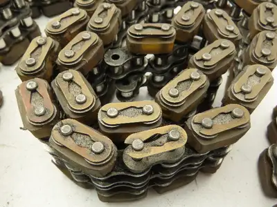 Non-Marking Rubber Top Double Strand Conveying Roller Chain 1/2" Pitch 10' 6"