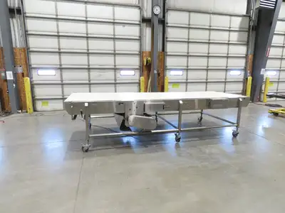 56"x 13' 4" Stainless Portable Slider Bed Conveyor 52"Wide Belt 480V 3PH 100FPM