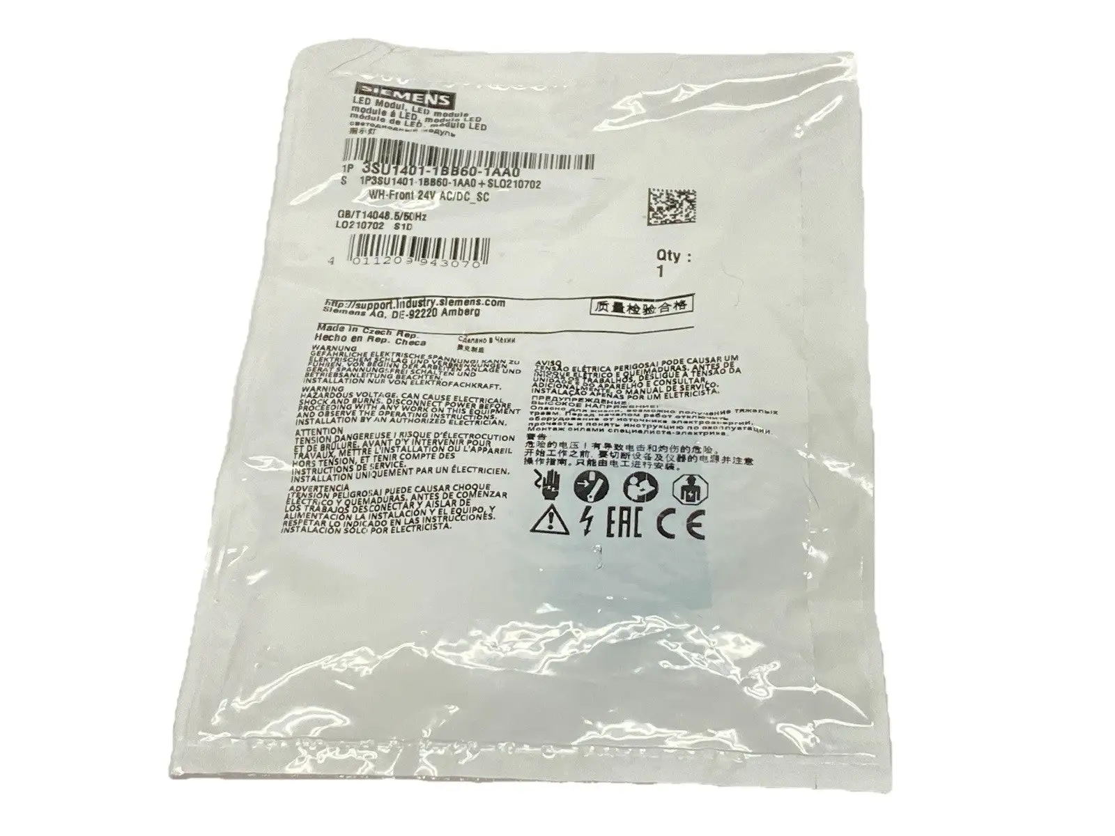 NEW SIEMENS LED MODULE WHITE FOR FRONT PLATE MOUNTING 24V AC/DC