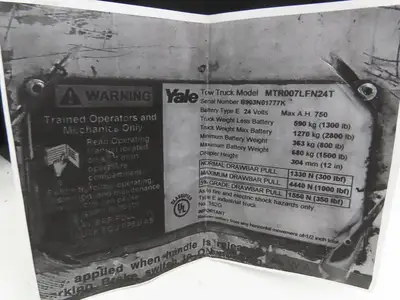 Yale Front End Plastic Shroud Removed From MTR007LFN24T Tow Truck