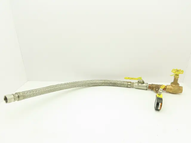 1"x 32" Stainless Braided Flex Hose 1"npt Globe Valve o2 Gauge Assembly
