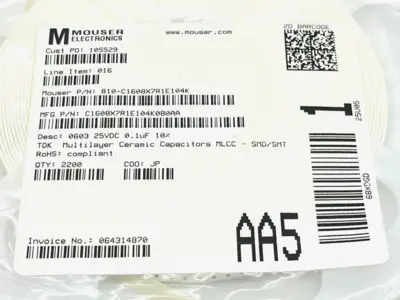 New | in-Stock TDK C1608X7R1E104K080AA Capacitors Michigan US | Maverick Industrial Sales #1487193