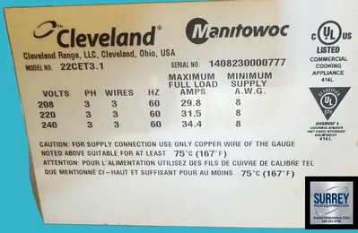 Used CLEVELAND 22CET3.1 Steam Cooking Equipment British Columbia CA | Surrey Food Equipment #1540150
