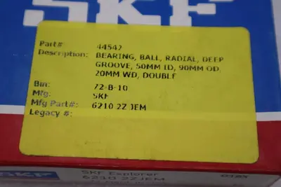 NEW SKF 6210 2ZJEM Ball Bearing 62102ZJEM 6210-2ZJEM STK L216CC