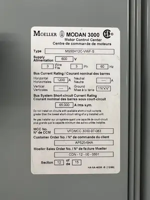 Modan 3000 VFD MCC, 600V, 3-Ph, 1200A, 15 Sections