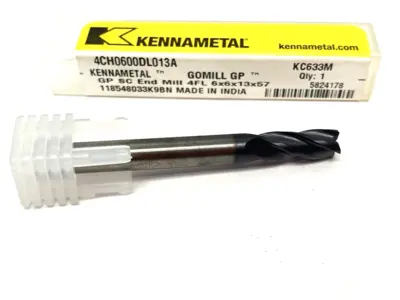 USED KENNAMETAL GOMILL™ GP BEVELED 4-CHANNEL SMOOTH HANDLE 4CH0600DL013A