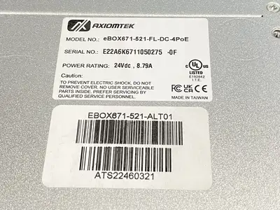 USED AXIOMTEK FANLESS EMBEDDED SYSTEM W/ INTEL® CORE™ I5-8500T