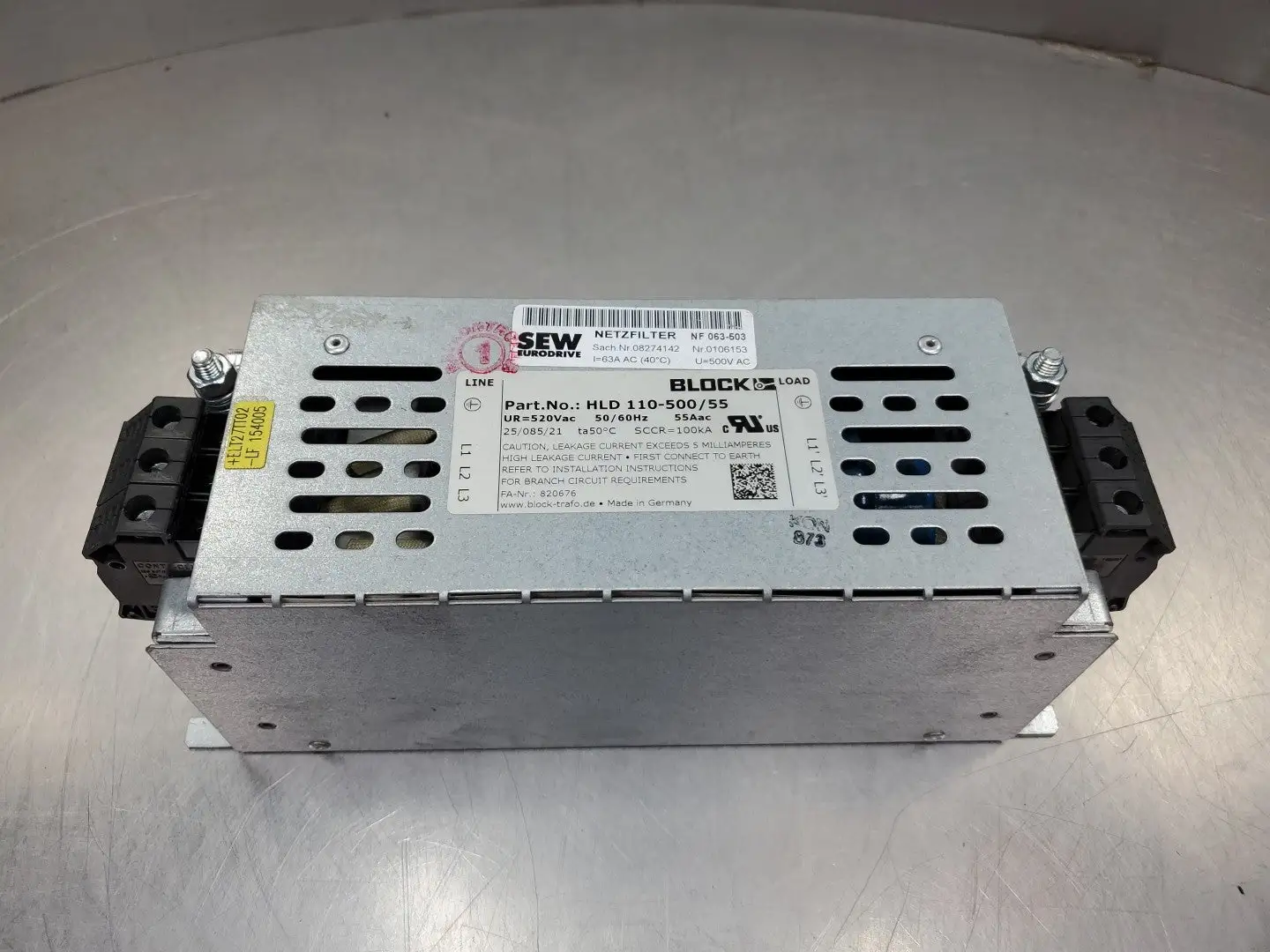 USED BLOCK HLD 110-500/55 Filter Module, 55A, 520VAC