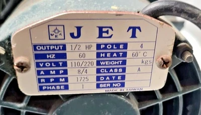 Jet Industrial Grinder 1" Belt Sander Disc Single Phase Motor