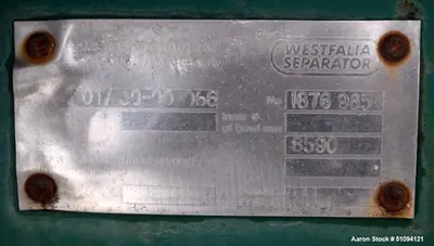 Used WESTFALIA OTA30-00-066 Disc Batch Centrifuges Illinois US | Aaron Equipment #84677