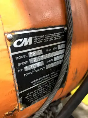10 TON CM MODEL #POWERSTAR-7201 ELECTRIC CHAIN HOIST WITH POWER TROLLEY: STOCK #18368